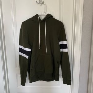 Forever 21 Olive Green Hoodie with Arm Stripes